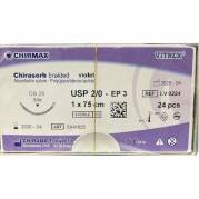 Sutur, Chirasorb, 75cm, violet, Polyglactin 910, USP 2/0, DS 25mm, resorberbar, violet, steril, engangs