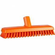 Gulvskrubbe med vandgennemløb, Vikan, 27x7,5x9,5cm, orange, polyester/PP/rustfrit stål, meget stiv *Denne vare tages ikke retur*