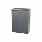 Affaldsspand, Tina Trolleys, gr&aring;, pulverlakeret st&aring;l, 3-rums, 3x60 l, med lukket l&aring;g *Denne vare tages ikke retur*