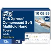 H&aring;ndkl&aelig;deark, Tork Xpress H2 Premium, 2-lags, W-fold, 32x21,2cm, 8 cm, hvid, nyfiber, komprimeret