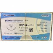 Sutur, Chiralen Monofilament, 75cm, bl&aring;, USP 3/0, DS 25mm, non-resorberbar, steril, engangs