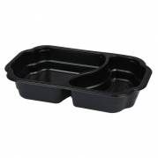 Plastbakke, 25x15,9x4,5cm, 1100 ml, sort, PP, 2-rums, 400/700 ml *Denne vare tages ikke retur*