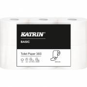 Toiletpapir, Katrin Basic, 2-lags, 50,4m x 10,6cm , Ø12cm, ubleget, genanvendt papir