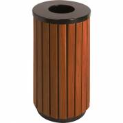 Udend&oslash;rs affaldsspand, tr&aelig;, st&aring;l, 40 l, rund, med sort l&aring;g, inderspand i metal, ildd&aelig;mpende, til udend&oslash;rs og tungt affald, forberedt til jordmontering