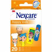 Børneplaster, Nexcare Happy Kids, 2 størrelser, assorteret, hypoallergent