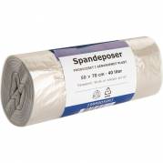 Spandepose, 40 l, klar, LDPE/genanvendt, 50x70cm, produceret i 100% genanvendt plast