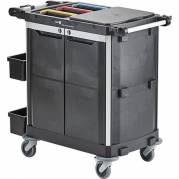 Rengøringsvogn, Nordic Recycle Trolley 2.0, medium, 1010x620x1070mm, sort, genanvendt HDPE/aluminium, til fugtsystem, med tilbehør