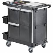 Rengøringsvogn, Nordic Recycle Trolley 2.0, medium, 1010x620x1070mm, sort, genanvendt HDPE/aluminium, til fugtsystem, med tilbehør