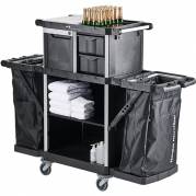 Hotelvogn, Nordic Recycle Trolley 2.0, 1700x560x1070mm, sort, genanvendt plast/aluminium, til tekstiler, med tilbehør