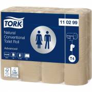 Toiletpapir, Tork T4 Advanced, Natur, 2-lags, 34,7m x 9,9cm , Ø10,4cm, genanvendt papir *Denne vare tages ikke retur*