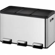 Pedalspand, EKO Essential, st&aring;l mat, rustfrit st&aring;l, 3-rums, 3x10 l, plast inderspande, soft close, fingeraftryksfri