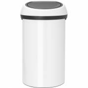 Affaldsspand, Brabantia Touch bin, hvid, plast/stål, 60 l, plast inderspand og soft close