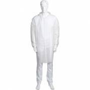 Bes&oslash;gsjakke, ABENA Classic, L/XL, 105x74cm, hvid, PP, usteril, engangs