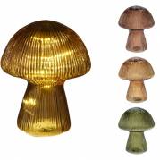 LED lampe, Mushroom, 11,8x14,6cm, glas, assorteret, med timerfunktion