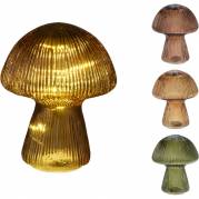 LED lampe, Mushroom, 16,5x20,5cm, glas, assorteret, med timerfunktion