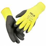 Halvdyppet latexhandske, THOR Thermo, 8, sort, latex/polyester, med gul ribkant
