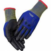 Fingerdyppet PU handske, THOR Extra Light, 7, blå, PA/polyester, ribkant