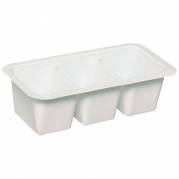 Plastbakke, 10x5x2,5cm, 75 ml, hvid, PS, 3-rums