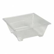 Plastbakke, 14,1x14,1x5,5cm, 585 ml, klar, PET, 1-rums *Denne vare tages ikke retur*