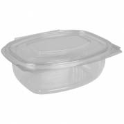Salatb&aelig;ger, ABENA Cater-Line, 15,5x13x5,5cm, 500 ml, 551,5 ml, klar, PET/RPET, 80 % RPET + 20 % PET, med h&aelig;ngslet l&aring;g, oval