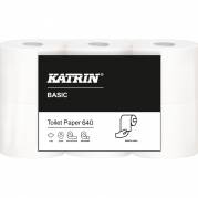 Toiletpapir, Katrin Basic, 1-lags, 80m x 9,7cm , Ø11,8cm, ubleget, genanvendt papir *Denne vare tages ikke retur*