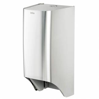Dispenser, Intra Millinox, 13,4x15,2x30cm, gr&Atilde;&yen;, rustfrit st&Atilde;&yen;l, til 2 stk toiletpapir *Denne vare tages ikke retur*