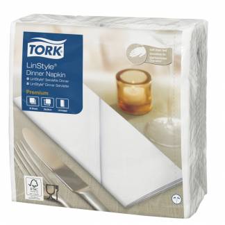 Middagsserviet, Tork Linstyle, 1/8 fold, 39x39cm, hvid, nonwoven