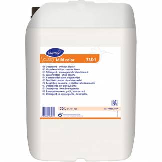 Vaskemiddel, Clax Mild Color 33D1, til automatisk doseringsanl&aelig;g, uden blegemiddel, 20 l