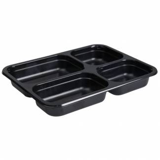 Bakke, C 2227-4B , 22,7x17,8x3cm, 735 ml, sort, CPET, 4-rums, 140/155/185/255 ml, standard serie, hovedret