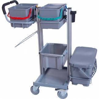 Reng&oslash;ringsvogn, Tina Trolleys Exclusive, 1060x560x1100mm, s&oslash;lv, aluminium/st&aring;l, til fugtsystem, med tilbeh&oslash;r *Denne vare tages ikke retur*