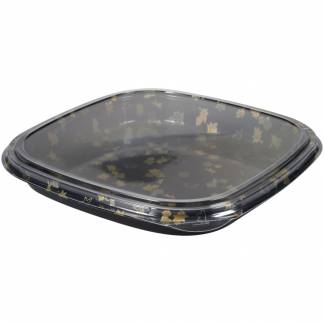 Sushibakke og l&Atilde;&yen;g, ABENA, 36, 32,3x32,3x4,5cm, sort, PS, med klar l&Atilde;&yen;g, rektangul&Atilde;&brvbar;r
