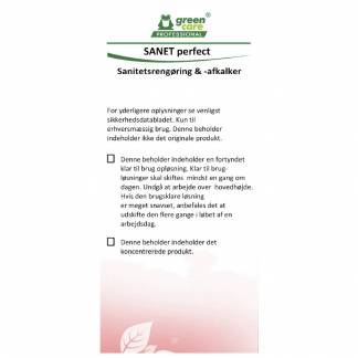 Etiket, Green Care Professional, til SANET Perfect