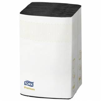 Dispenserserviet, Tork Premium N4, 2-lags, interfold, 21,3x33cm, sort, nyfiber *Denne vare tages ikke retur*
