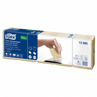 Dispenserserviet, Tork Premium N4, 2-lags, interfold, 21,3x33cm, natur, nyfiber *Denne vare tages ikke retur*