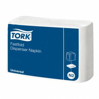 Dispenserserviet, Tork N2 Universal, 1-lags, fast fold, 30x24cm, hvid, genbrugspapir *Denne vare tages ikke retur*