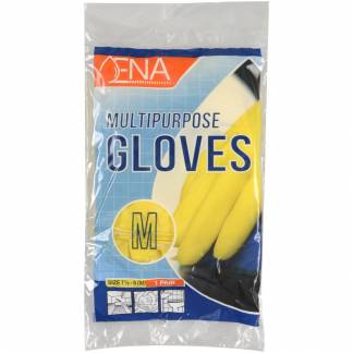 Latexhandske, ENA, M, gul, latex, pudderfri, med velour, anatomisk formet