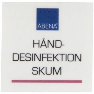 Label til dispenser, 4x4cm, r&Atilde;&cedil;d, skum h&Atilde;&yen;nddesinfektion