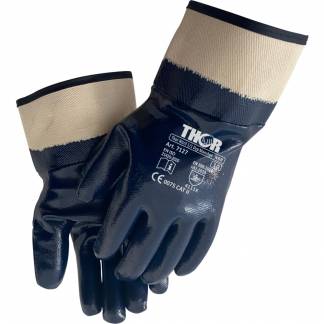 Heldyppet nitrilhandske, 10, bl&Atilde;&yen;, nitril/bomuld, rigger