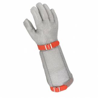 Brynjehandske, Niroflex Easyfit, L, bl&Atilde;&yen;, st&Atilde;&yen;l, med manchet, med strammeb&Atilde;&yen;nd