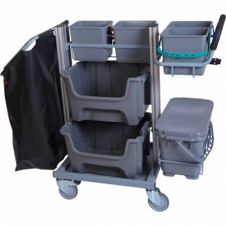 Reng&oslash;ringsvogn, Tina Trolleys Exclusive, 1260x560x1100mm, s&oslash;lv, aluminium/st&aring;l, til fugtsystem, med tilbeh&oslash;r *Denne vare tages ikke retur*