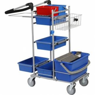 Reng&oslash;ringsvogn, Tina Trolleys ERGO, 1050x560x1110mm, s&oslash;lv, pulverlakeret st&aring;l, til drypsystem, med tilbeh&oslash;r