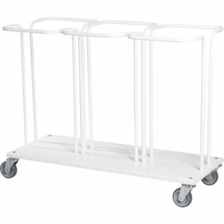 Affaldsstativ, Tina Trolleys, 1100x500x825mm, 330 l, hvid, pulverlakeret st&Atilde;&yen;l, 3 x 110l