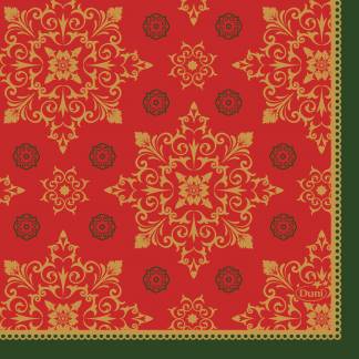 Kaffeserviet, Duni, Xmas Deco Red, 3-lags, 1/4 fold, 24x24cm, r&oslash;d, nyfiber *Denne vare tages ikke retur*