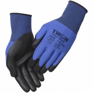 Fingerdyppet nitrilhandske, THOR Flex, Thor Flex Basic, 7, bl&Atilde;&yen;, polyester/spandex