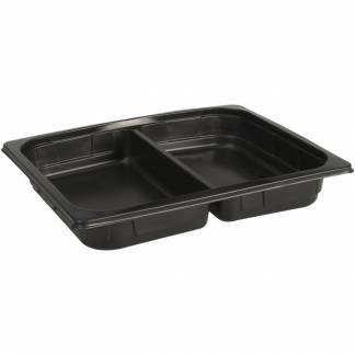 Bakke, 32,5x26,5x5cm, 2400 ml, sort, PP, 2-rums, 1200, 1/2 GN
