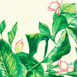 Frokostserviet, Duni Banas, 3-lags, 1/4 fold, 33x33cm, gr&Atilde;&cedil;n, nyfiber *Denne vare tages ikke retur*