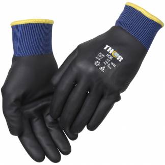 Heldyppet nitrilhandske, THOR Ice, 11/XXL, sort, akryl/polyester, ribkant