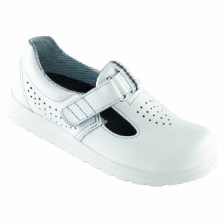 Sko, Euro-Dan Classic, 46, hvid, SRC, O1, velcro, perforeret, vidde 13