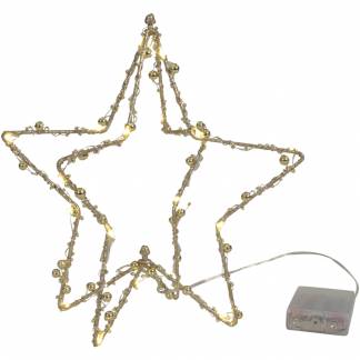 LED stjerne, 25x25cm, guld, ekskl. 3AA batterier, 20 LED