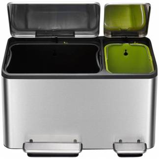 Pedalspand, EKO Casa, st&Atilde;&yen;l mat, 2-rums, 30+15 l